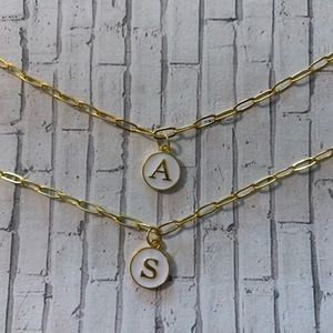 white and gold initial choker (any letter)